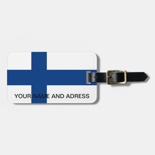 Étiquette À Bagage Balise de bagage avec drapeau de la Finlande (Devant horizontal)