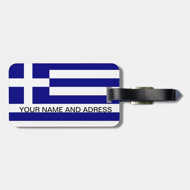 Étiquette À Bagage Balise de bagage avec drapeau de la Grèce (Dos horizontal)