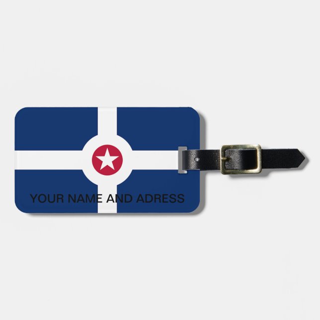 Étiquette À Bagage Balise de bagage avec Drapeau d'Indianapolis City, (Devant horizontal)