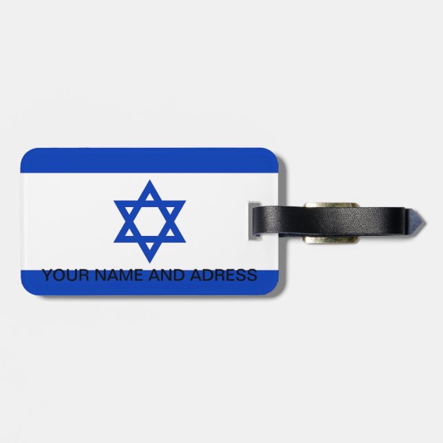 Étiquette À Bagage Balise de bagage avec drapeau d'Israël (Dos horizontal)