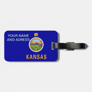Étiquette À Bagage Balise de bagage avec Drapeau du Kansas, USA