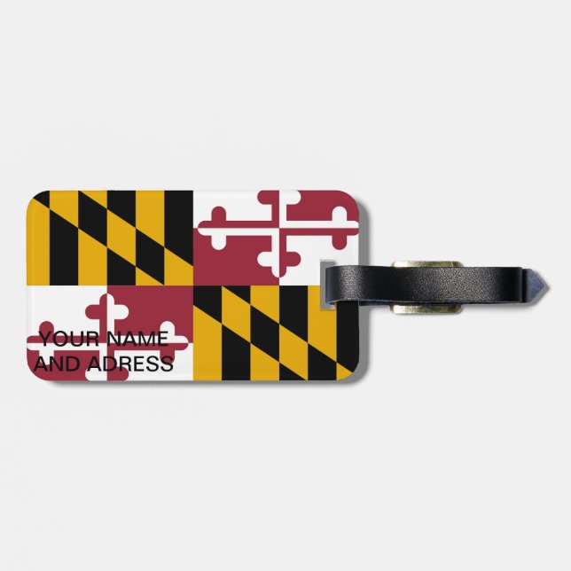 Étiquette À Bagage Balise de bagage avec Drapeau du Maryland, USA (Dos horizontal)
