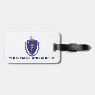 Étiquette À Bagage Balise de bagage avec Drapeau du Massachusetts, US