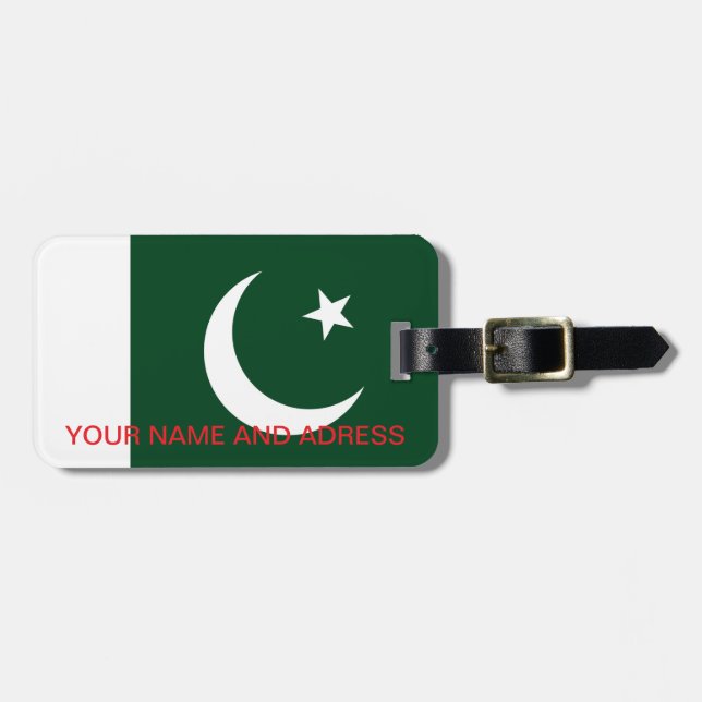 Étiquette À Bagage Balise de bagage avec drapeau du Pakistan (Devant horizontal)