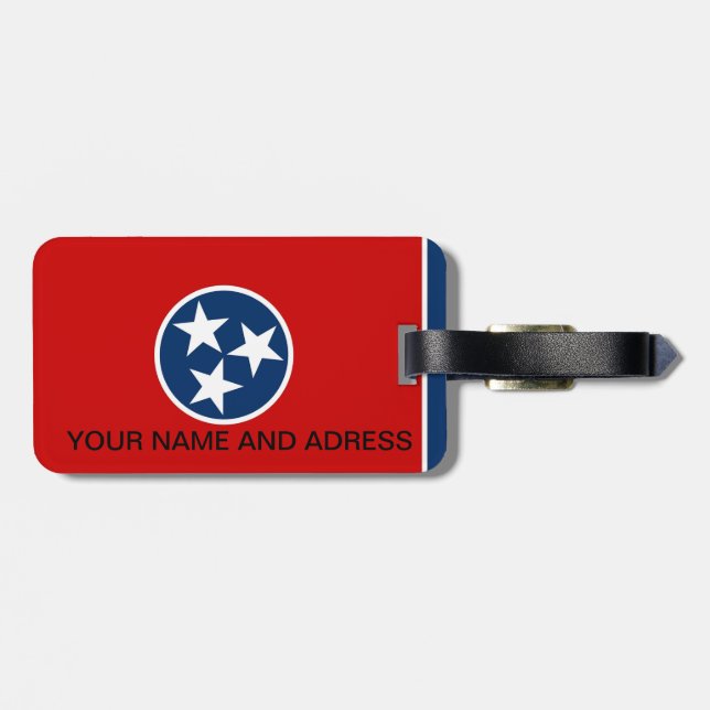Étiquette À Bagage Balise de bagage avec Drapeau du Tennessee, USA (Dos horizontal)