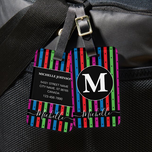 Étiquette À Bagage Balise de bagage avec monogramme (Créateur téléchargé)