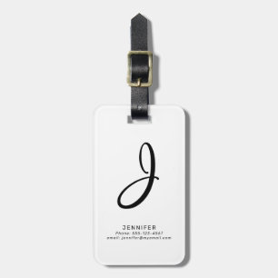 Étiquette À Bagage Balise de bagage blanc de texte personnalisé monog