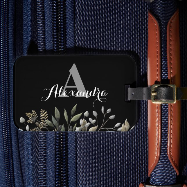 Étiquette À Bagage Balise de bagage botanique monogramme de style noi (Insitu Rectoal 4)