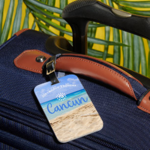 Étiquette À Bagage Balise de bagage Cancun Nom personnalisé
