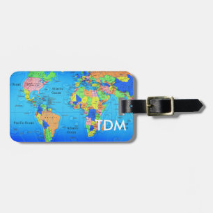 Étiquette À Bagage Balise de bagage - Carte du monde