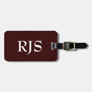 Étiquette À Bagage Balise de bagage customisée, Monogramme, Brown et