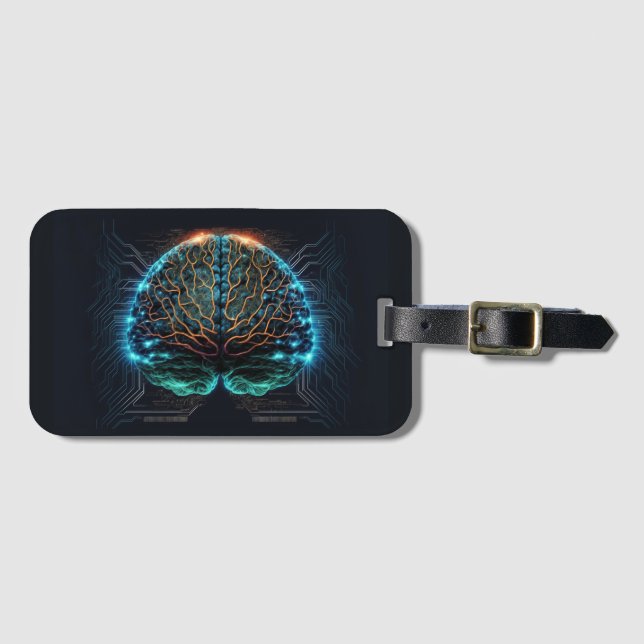 Étiquette À Bagage Balise de bagage Cyber Cerveau Ordinateur (Devant Horizontal)