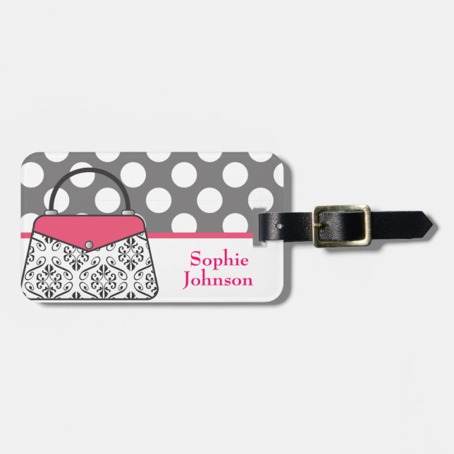 Étiquette À Bagage Balise de bagage Damask Purse sac à main (Devant horizontal)