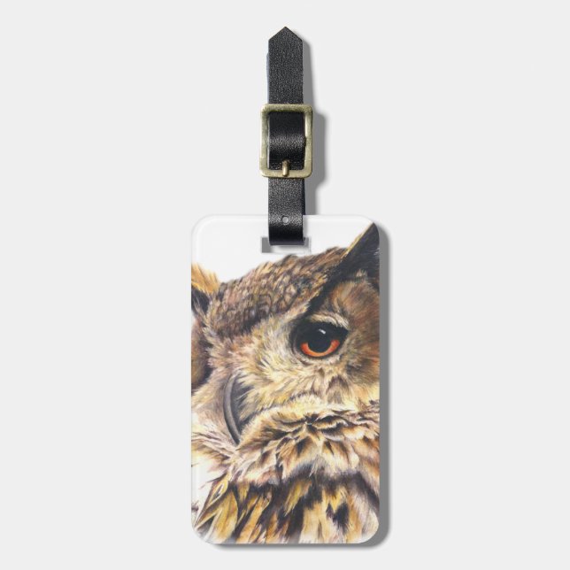 Étiquette À Bagage Balise de bagage d'art pour hibou-aigle (Devant Vertical)