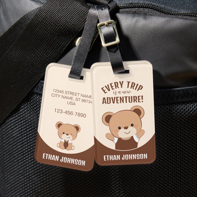 Étiquette À Bagage Balise de bagage d'aventure de l'ours personnalisé (Créateur téléchargé)