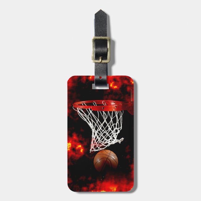 Étiquette À Bagage Balise de bagage de basketball flamboyant (Devant Vertical)