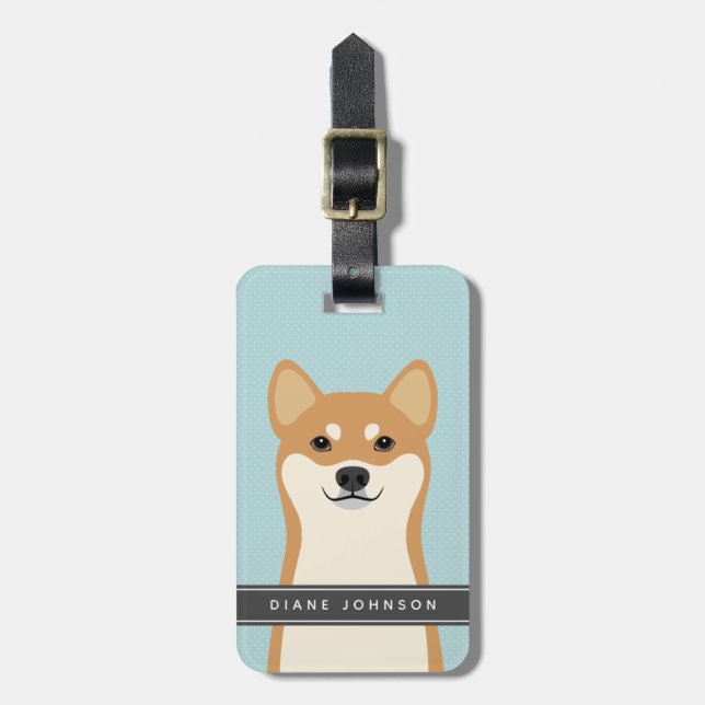 Étiquette À Bagage Balise de bagage de chien Shiba Inu (Devant Vertical)