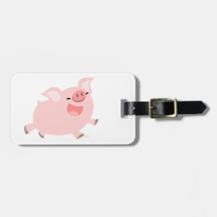 Étiquette À Bagage Balise de bagage de cochon joyeux en dessin