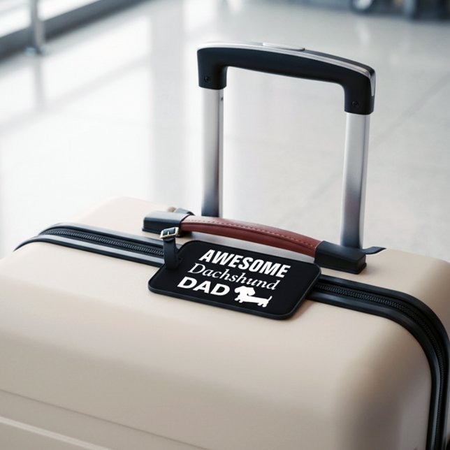 Étiquette À Bagage Balise de bagage de Fête des pères Dachshund Papa (Awesome dachshund dad luggage tag)