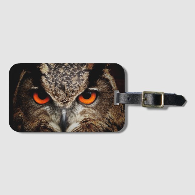 Étiquette À Bagage Balise de bagage de hibou (Devant Horizontal)