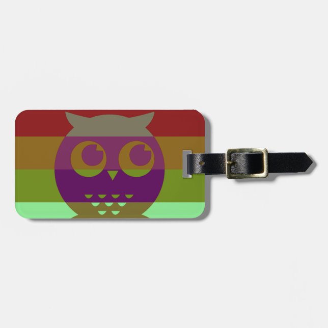 Étiquette À Bagage Balise de bagage de hibou Abstrait avec bracelet e (Devant horizontal)