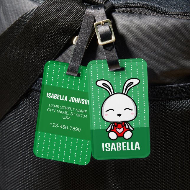 Étiquette À Bagage Balise de bagage de lapin personnalisé mignonne (Créateur téléchargé)