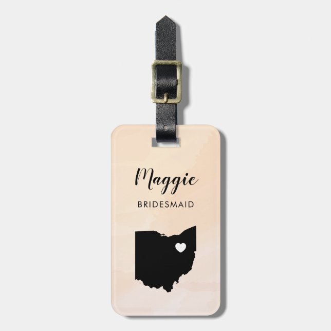 Étiquette À Bagage Balise de bagage de l'Ohio Map, mariage Bienvenue (Devant Vertical)