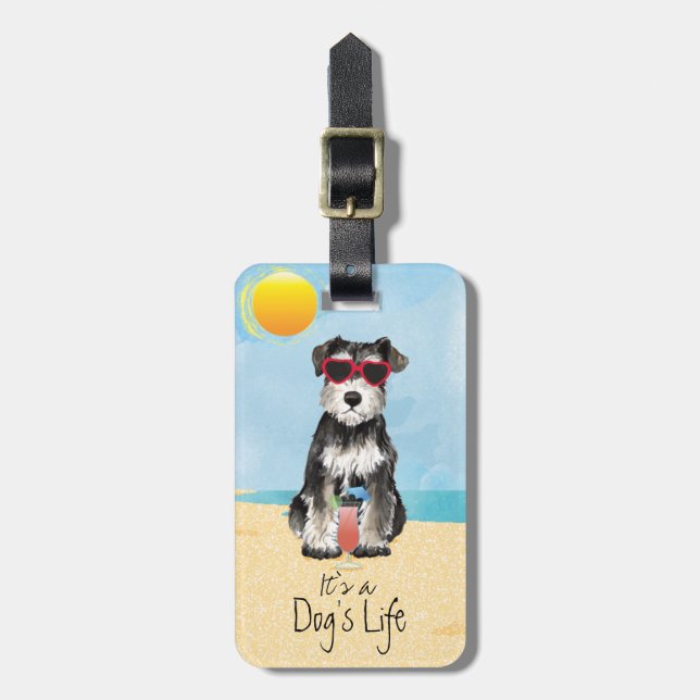 Étiquette À Bagage Balise de bagage de Schnauzer miniature d'été (Devant Vertical)