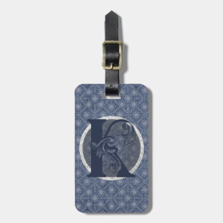 Étiquette À Bagage Balise de bagage Denim Blue Decorative Monogramme 