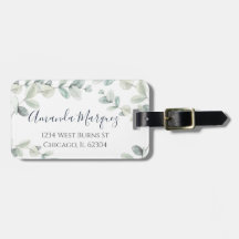 Balise de bagage d'Eucalyptus aquarelle