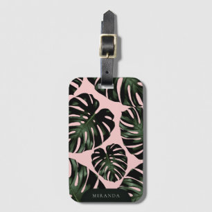 Étiquette À Bagage Balise de bagage du Rose Feuille tropical