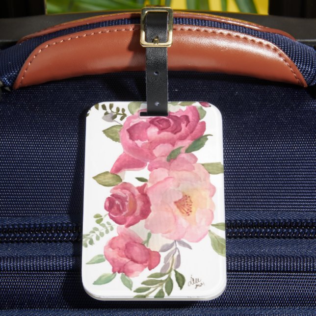 Étiquette À Bagage Balise de bagage en acrylique rose Roses (Insitu Rectoal 2)