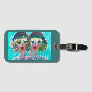 Étiquette À Bagage Balise de bagage en acrylique Twin best friends