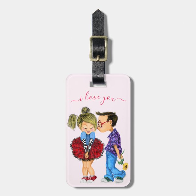 Étiquette À Bagage Balise de bagage en couple - Amour (Devant Vertical)