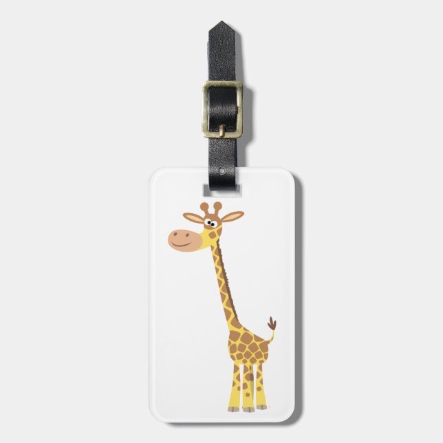 Étiquette À Bagage Balise de bagage en Girafe en caricature mignonne (Devant Vertical)