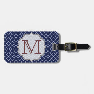 Étiquette À Bagage Balise de bagage en latti monogramme bleu marine