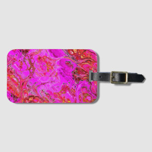 Étiquette À Bagage Balise de bagage en marbre magenta
