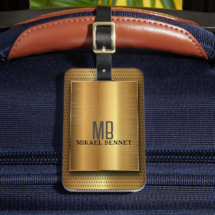 Étiquette À Bagage Balise de bagage en métal brossé PRO Gold