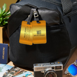 Étiquette À Bagage Balise de bagage en métal brossé PRO Gold