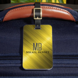 Étiquette À Bagage Balise de bagage en métal brossé PRO Gold