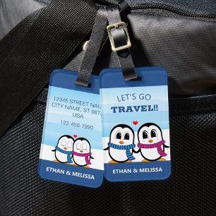 Étiquette À Bagage Balise de bagage en pingouin mignon personnalisé