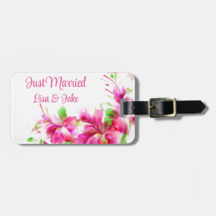 Étiquette À Bagage Balise de bagage floral personnalisée juste marié