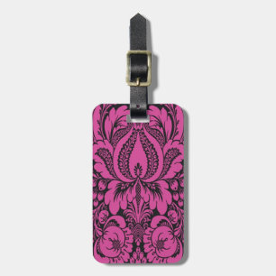 Étiquette À Bagage Balise de bagage florale d'Imaginaire rose personn