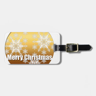 Étiquette À Bagage Balise de bagage Gold Joyeux Noël Snowflakes