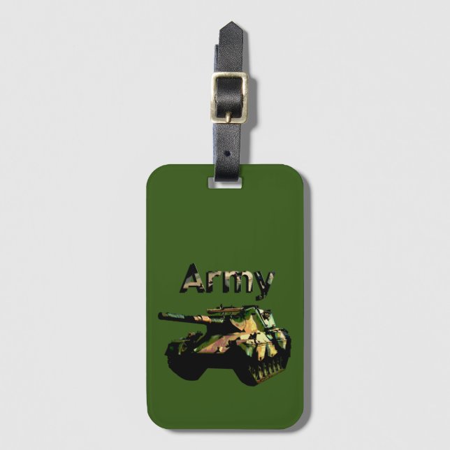 Étiquette À Bagage Balise de bagage Green Khaki Army Tank (Devant Vertical)