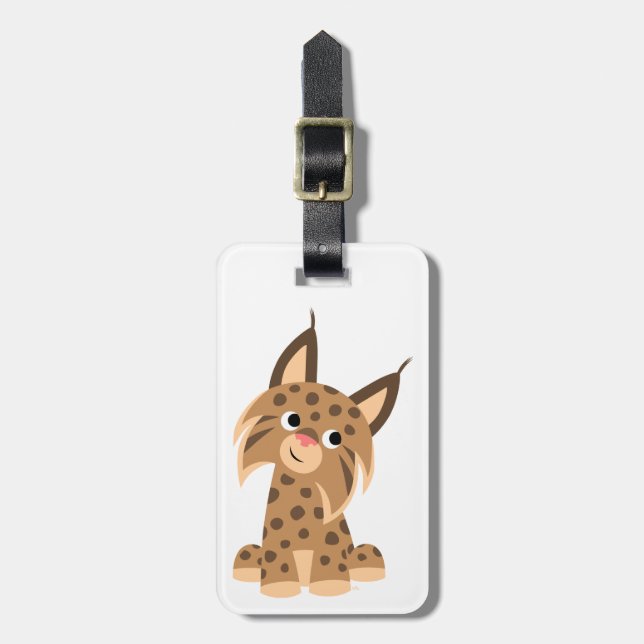Étiquette À Bagage Balise de bagage Lynx pour caricature mignonne (Devant Vertical)