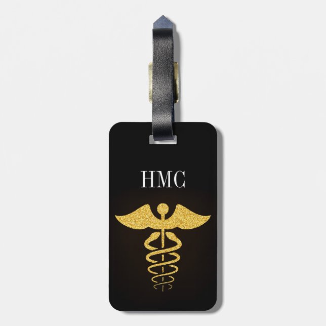 Étiquette À Bagage Balise de bagage Médicale avec texte sur l'envers (Dos Vertical)