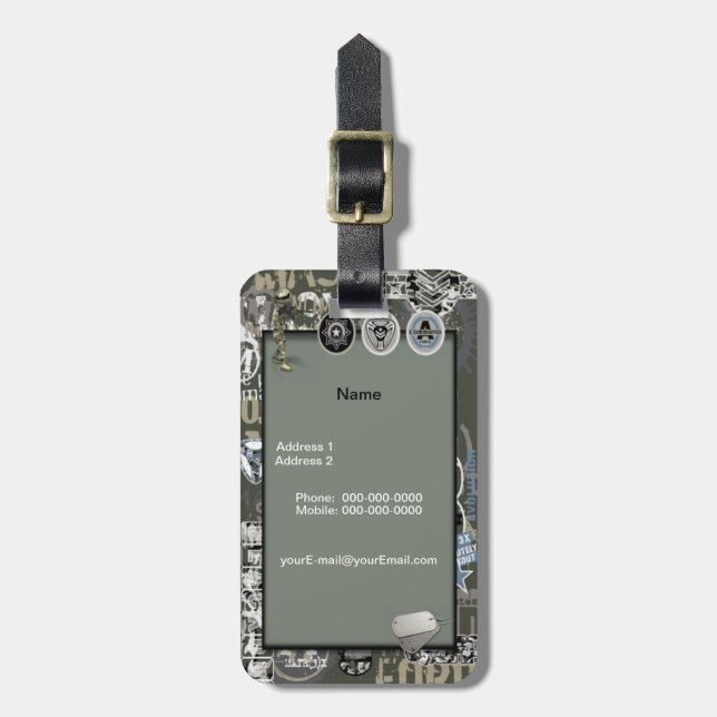 Étiquette À Bagage Balise de bagage militaire (Devant Vertical)