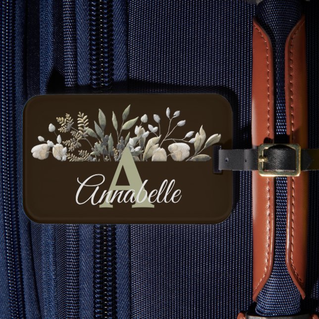 Étiquette À Bagage Balise de bagage monogramme de Feuilles botaniques (Insitu Rectoal 4)