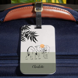 Étiquette À Bagage Balise de bagage Monogramme "Eléphant Lover"